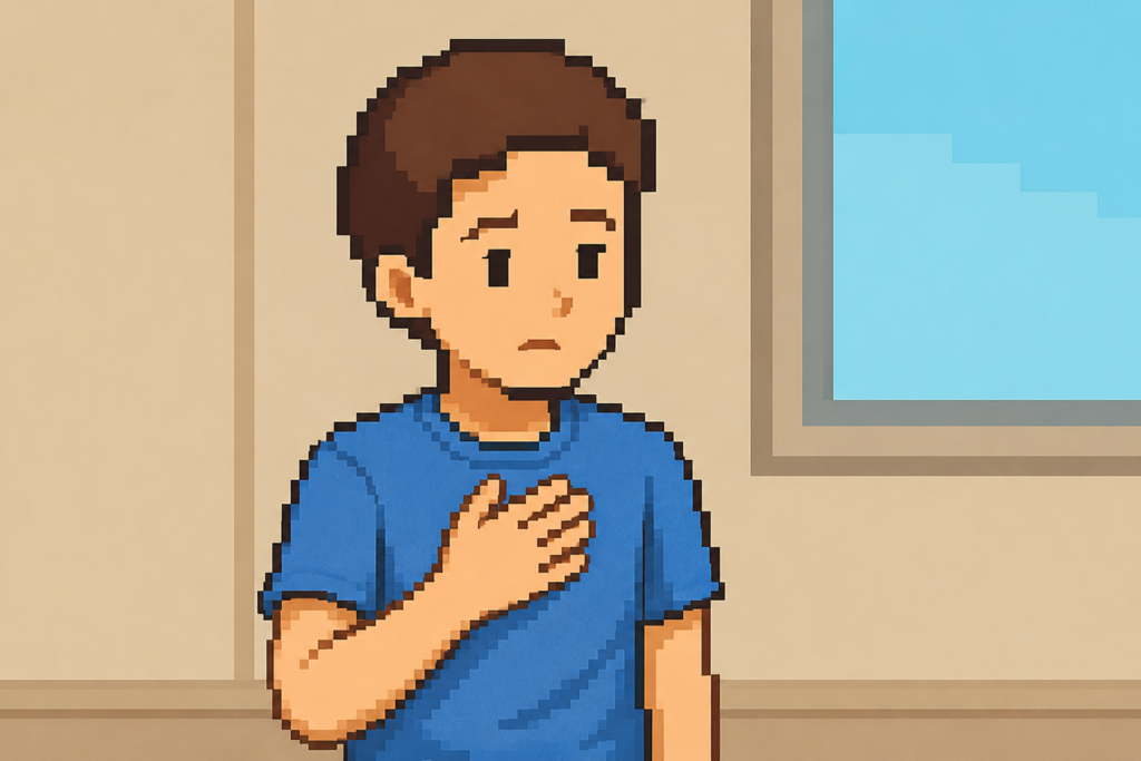 HDLコレステロールと血管の健康について考える男性のイラスト