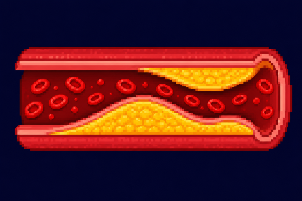 脂肪が蓄積した血管断面のドット絵イラスト